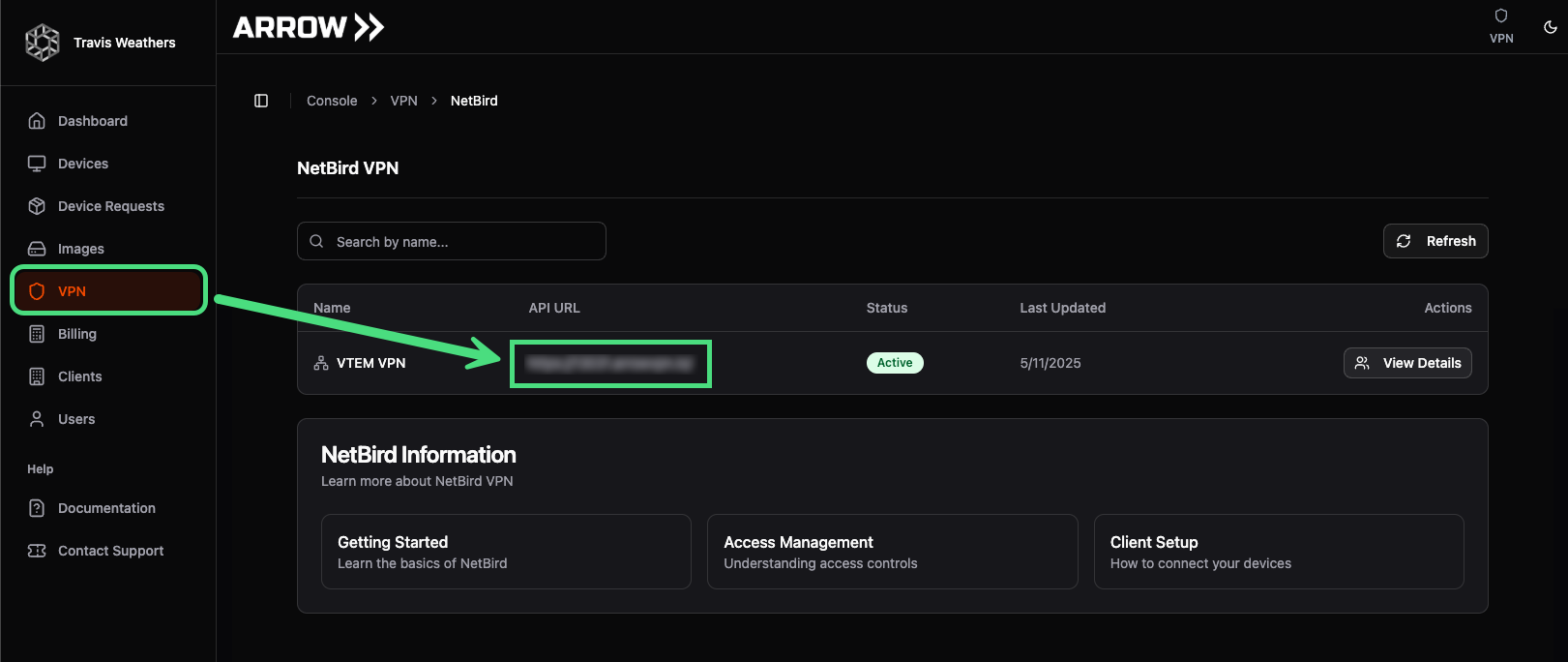 VPN Orchestrator URL